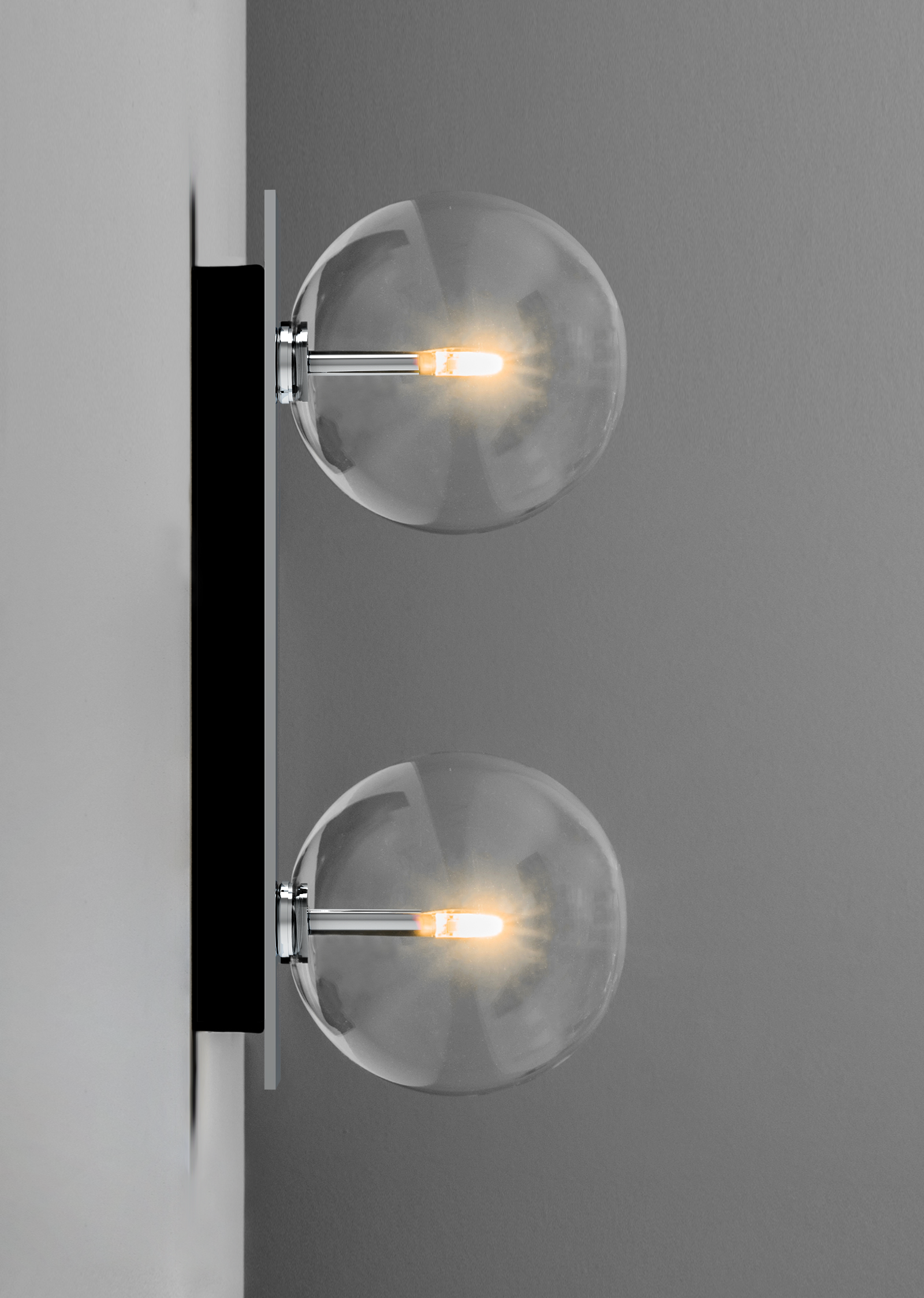 Schwung Oslo Dual Polished Nickel Transparent Globe Wall Light